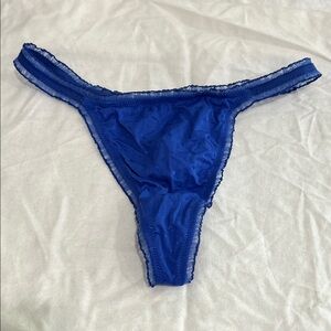 Victoria's Secret Royal Blue/Purple with Sheer Ruffle Trim Thong